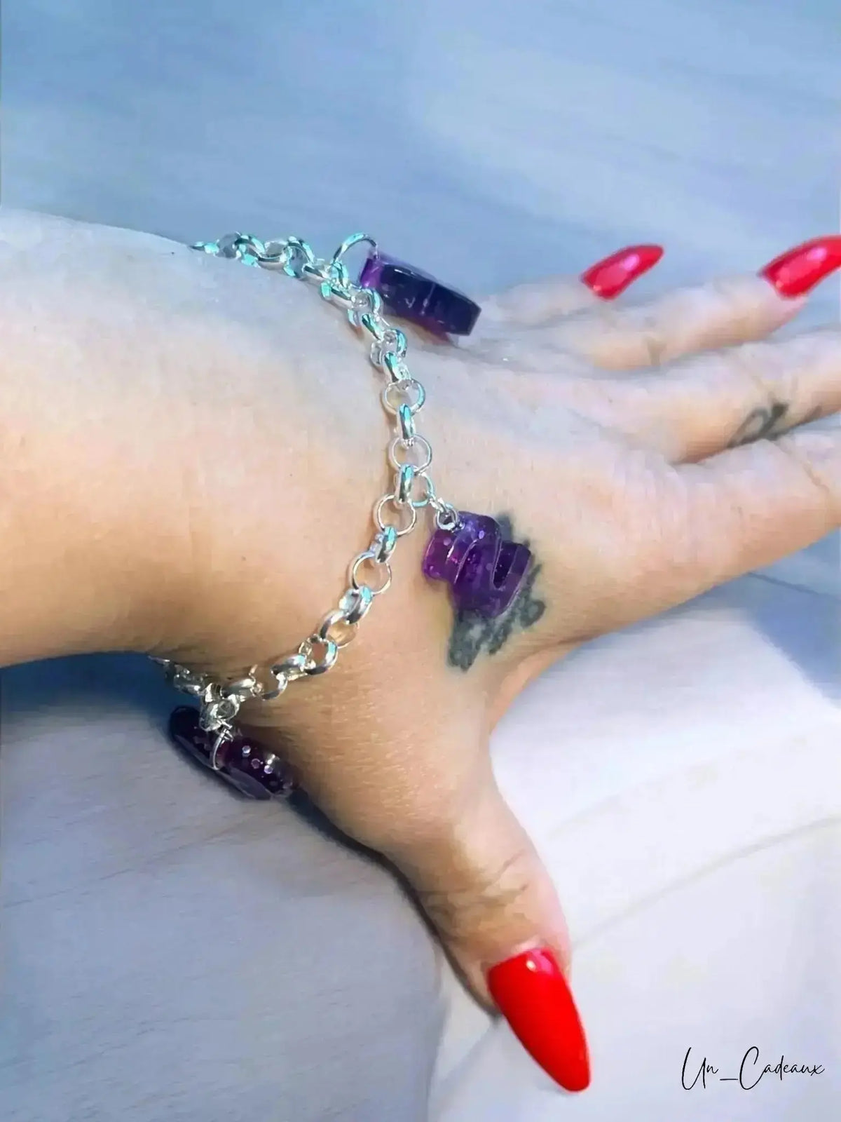 Bracciali in Argento con Ciondoli in Resina Fatti a Mano - Un_Cadeaux
