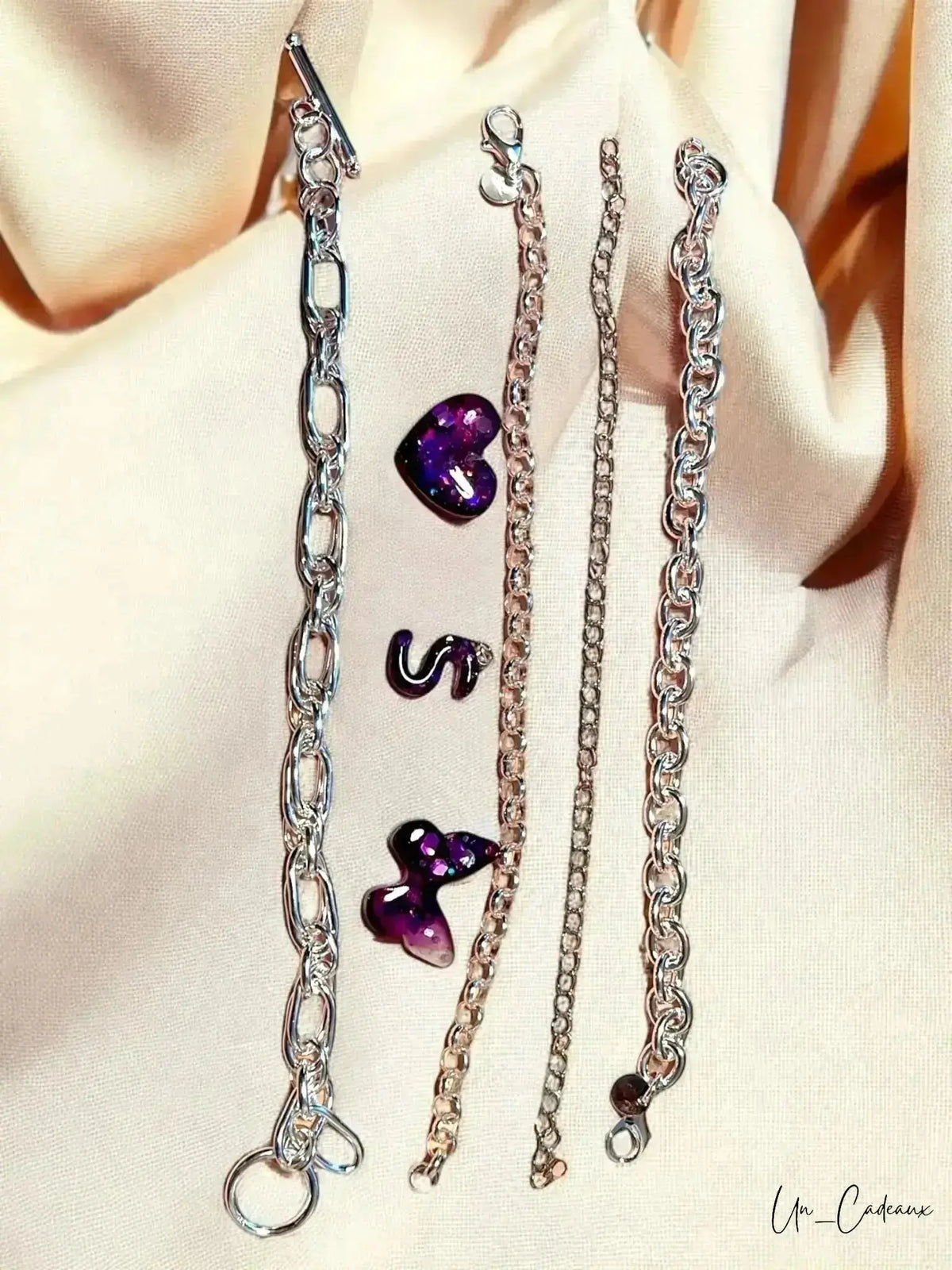 Bracciali in Argento con Ciondoli in Resina Fatti a Mano - Un_Cadeaux