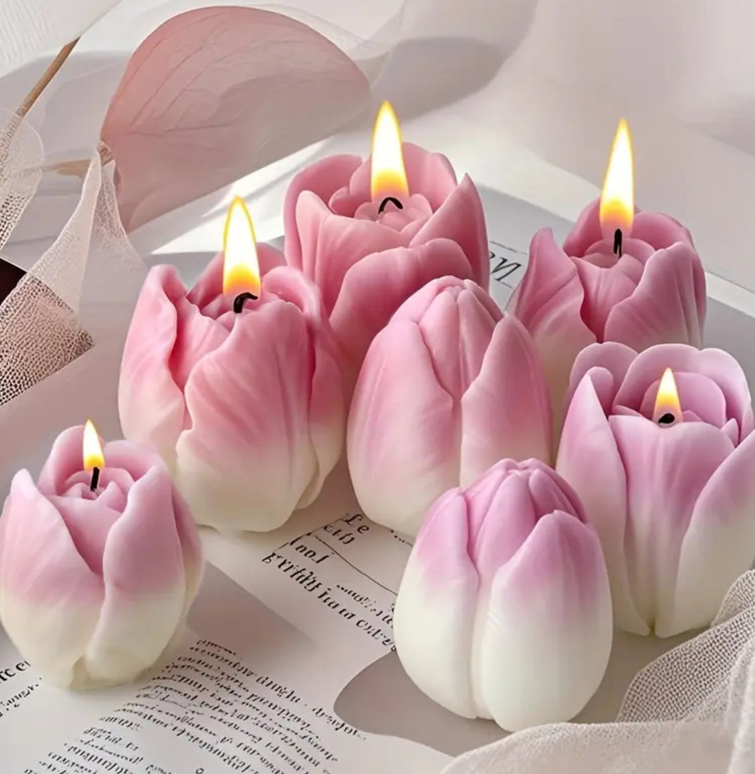 Candela Set di Rose in Cera di Soia Naturale