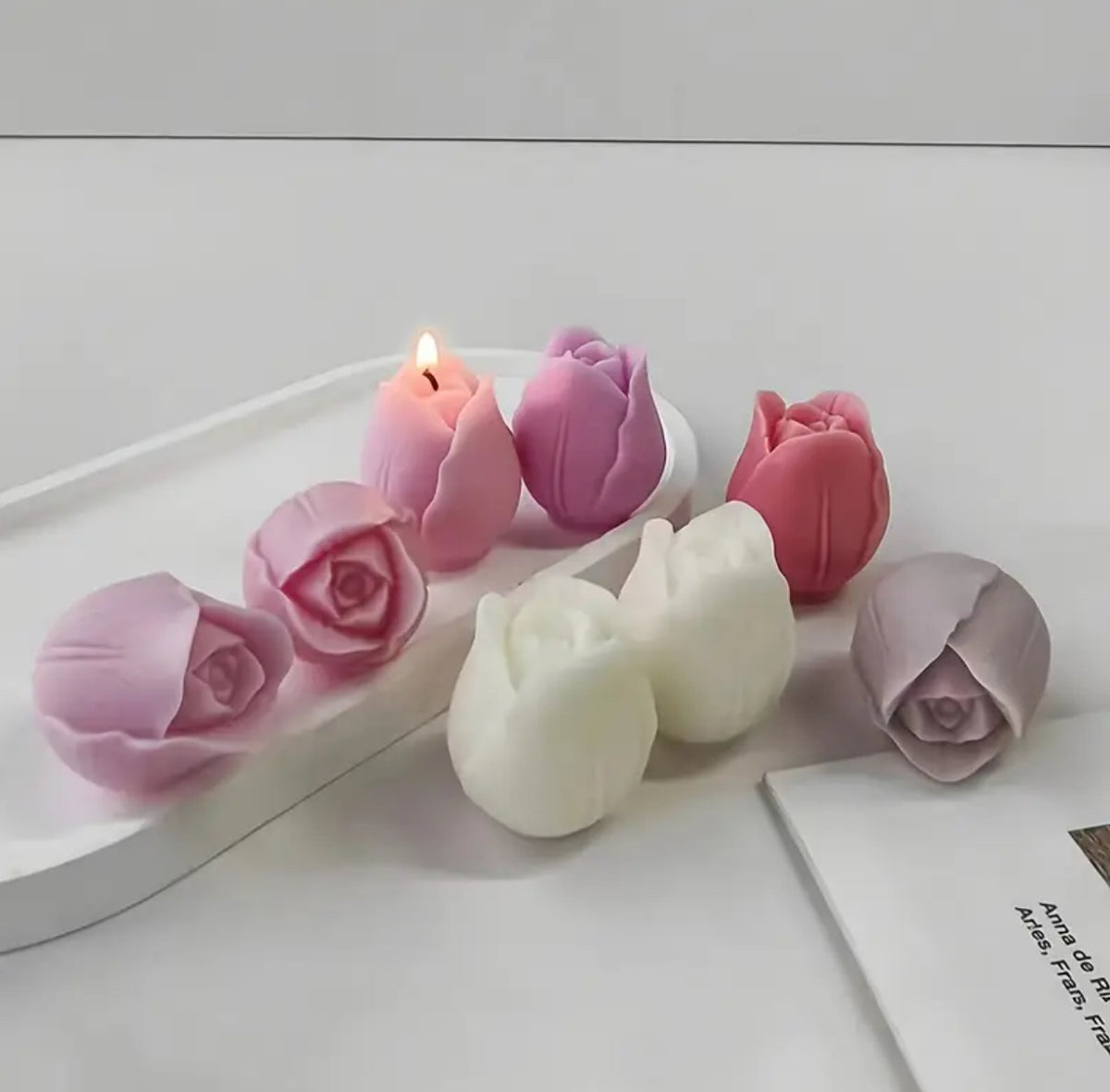 Candela Set di Rose in Cera di Soia Naturale
