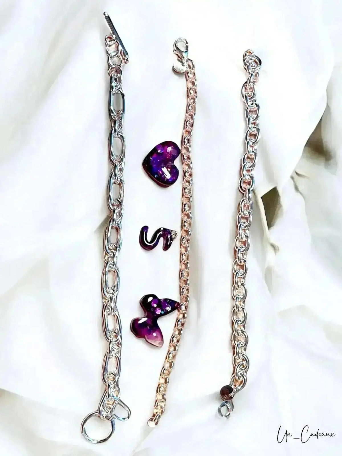 Bracciali in Argento con Ciondoli in Resina Fatti a Mano - Un_Cadeaux