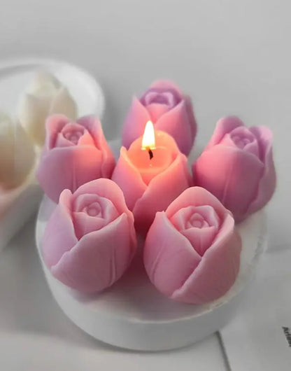 Candela Set di Rose in Cera di Soia Naturale