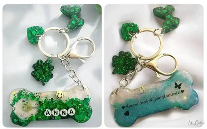 Portachiavi Personalizzato a Forma di Osso con dedica - Un_Cadeaux