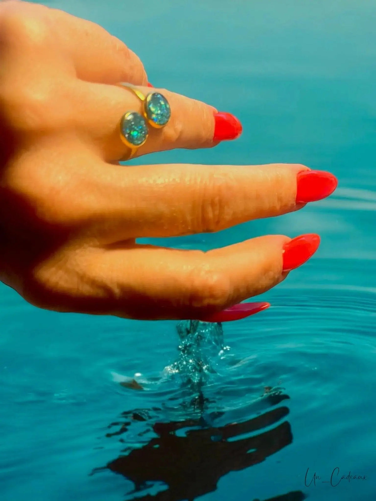 Anello Cuore Turchese in Resina e Acciaio - Gioiello Artigianale - Un_Cadeaux