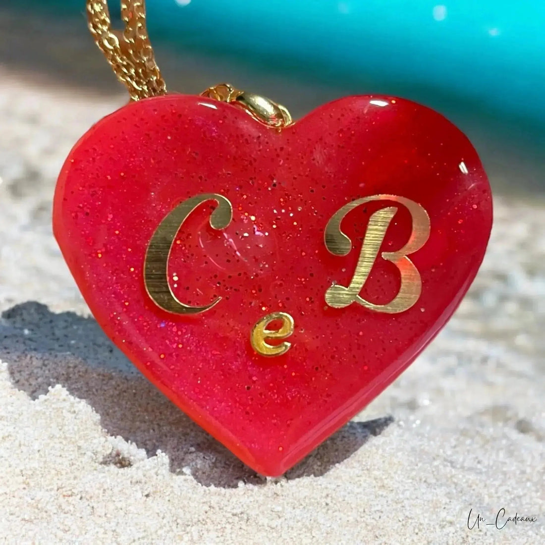 Ciondolo in Resina Cuore Rosso Personalizzabile❤️ - Un_Cadeaux