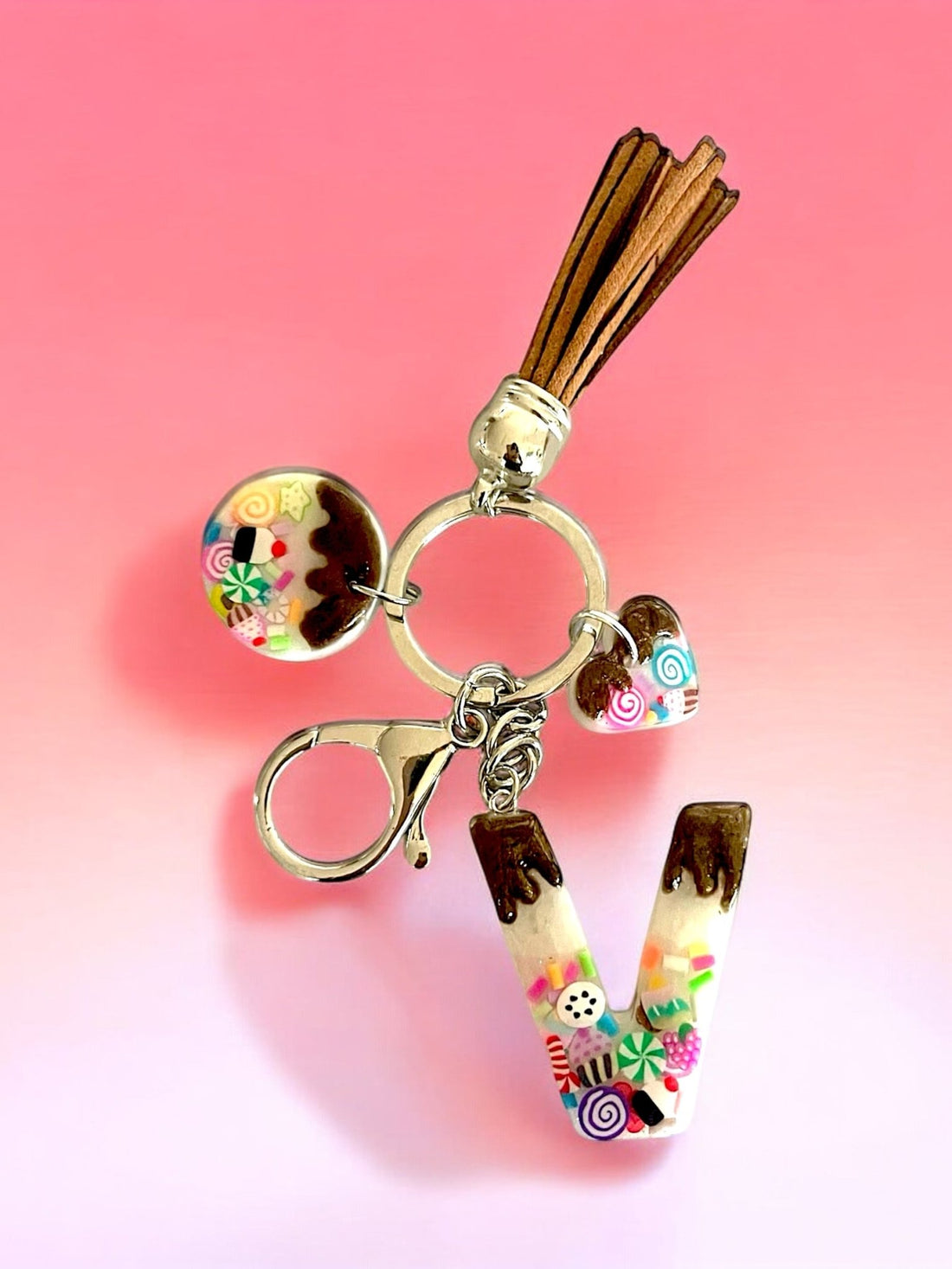 Portachiavi Personalizzato con Iniziale - Dolci Dettagli di Cioccolato - Un_Cadeaux